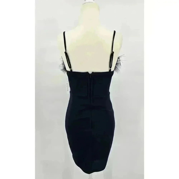 Xtraordinary Junior's Size 5 Midnight Blue Bodycon Dress with Feather Trim NWT - Picture 10 of 10